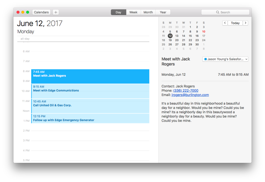 Salesforce calendar in iCal