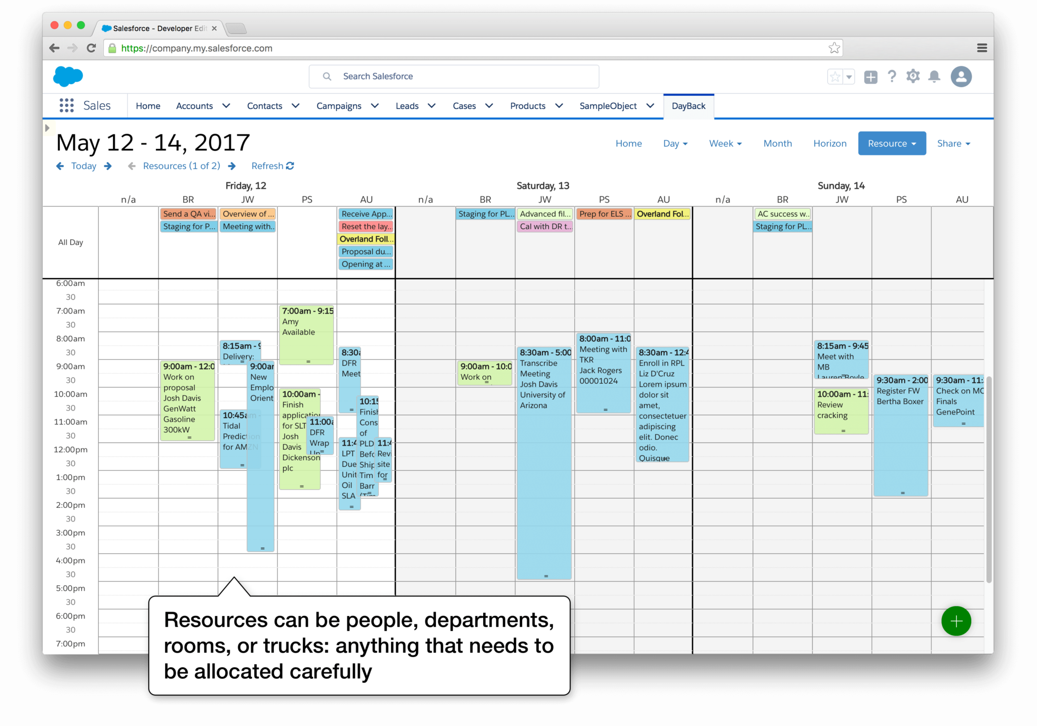 Salesforce Calendar • Resource Scheduling with DayBack