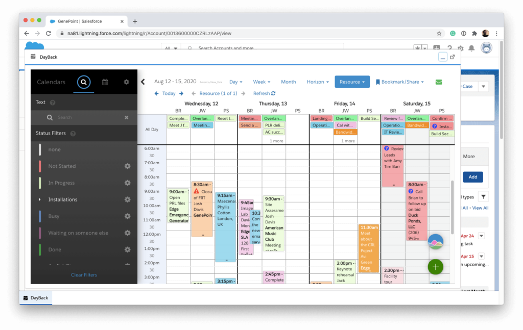 DayBack Calendar as a Salesforce Utility Item