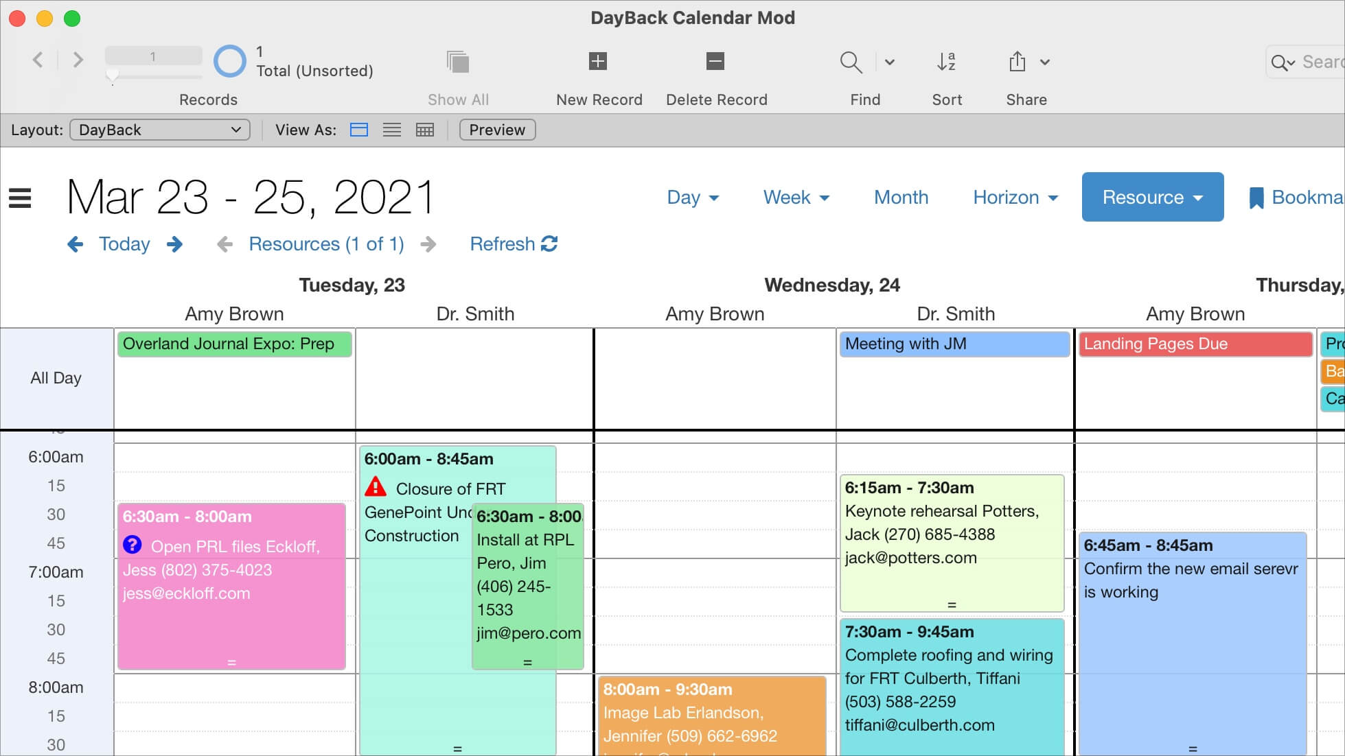 Preventing Conflicts In DayBack FileMaker Calendar