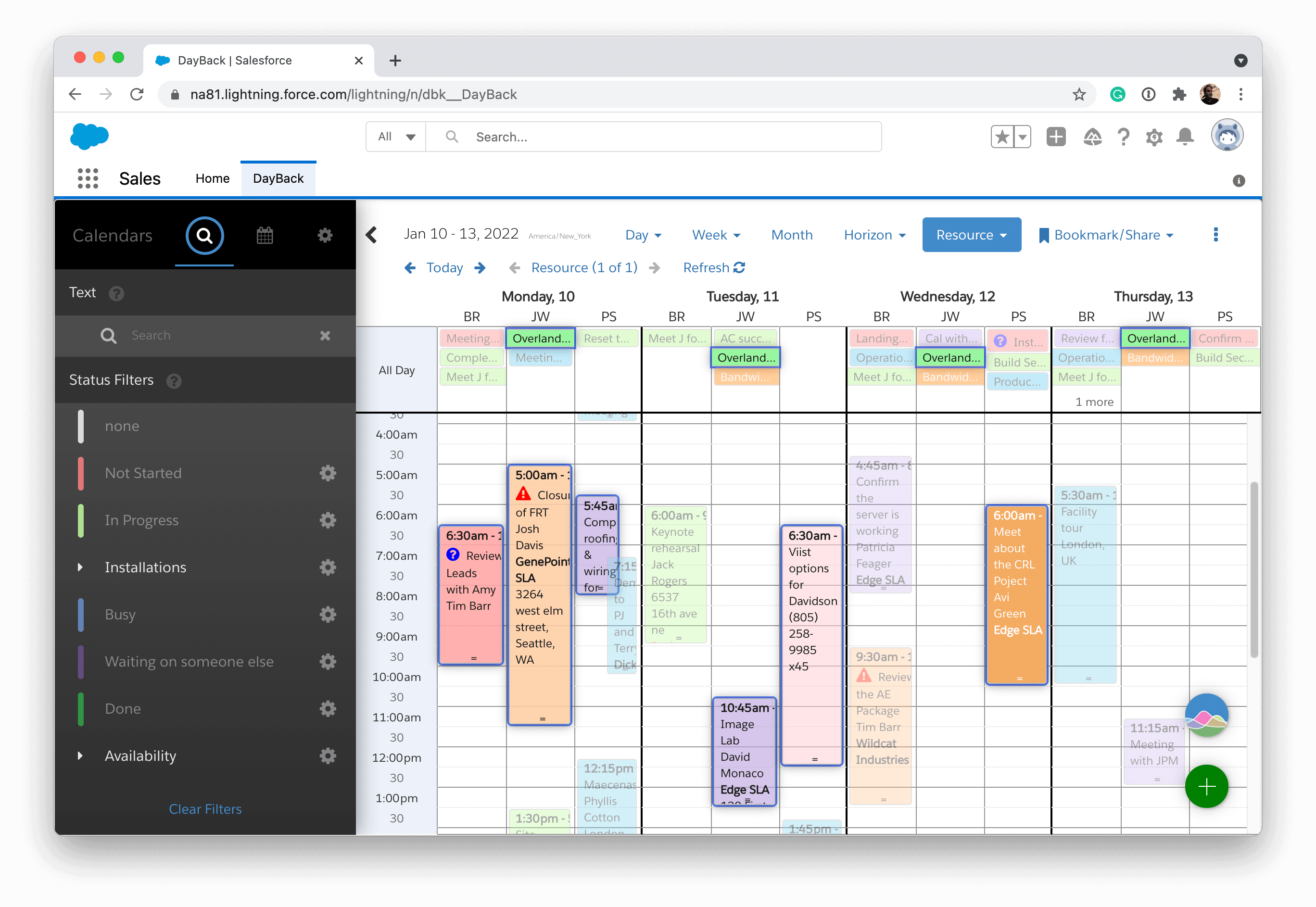 Select multiple events in DayBack Calendar (screenshot)