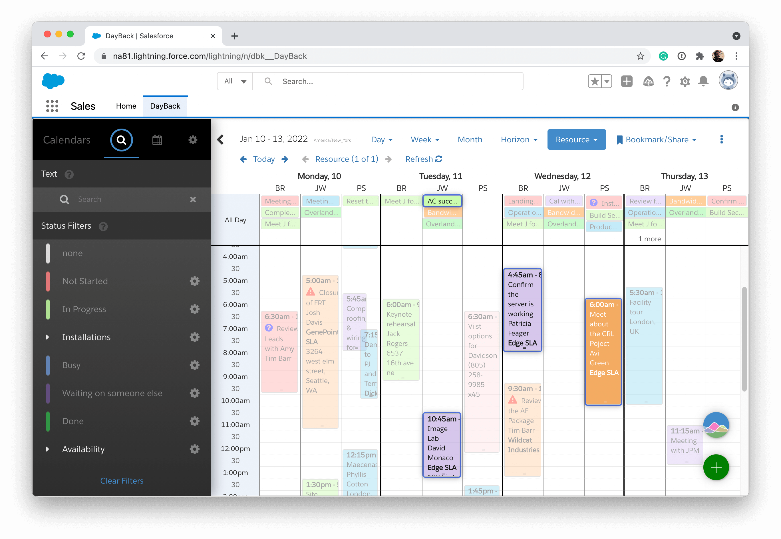 Focus on related items in the calendar (screenshot)