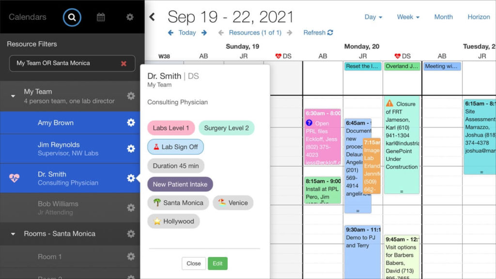 Screenshot- resource filters in Salesforce Scheduling