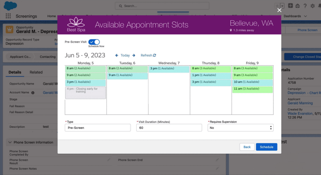 Appointment slots for salesforce